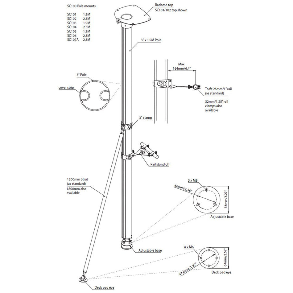 Scanstrut SC101 Radar Pole Mount - 6&#39;