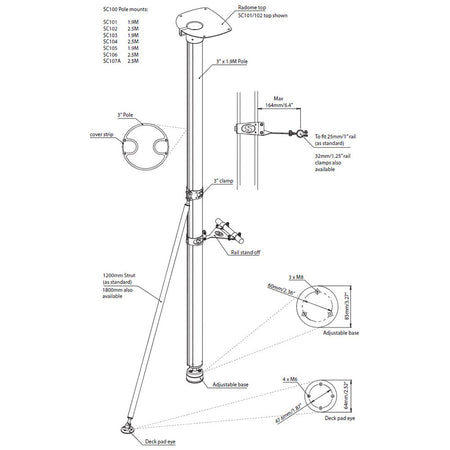 Scanstrut SC103 Radar Pole Mount - 6&#39;