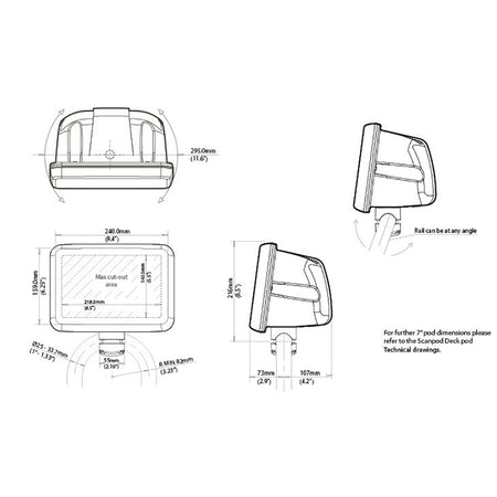 Scanstrut Scanpod 7" Helm Pod Rail Mount - Uncut - Fits 1" - 1.33" Rails