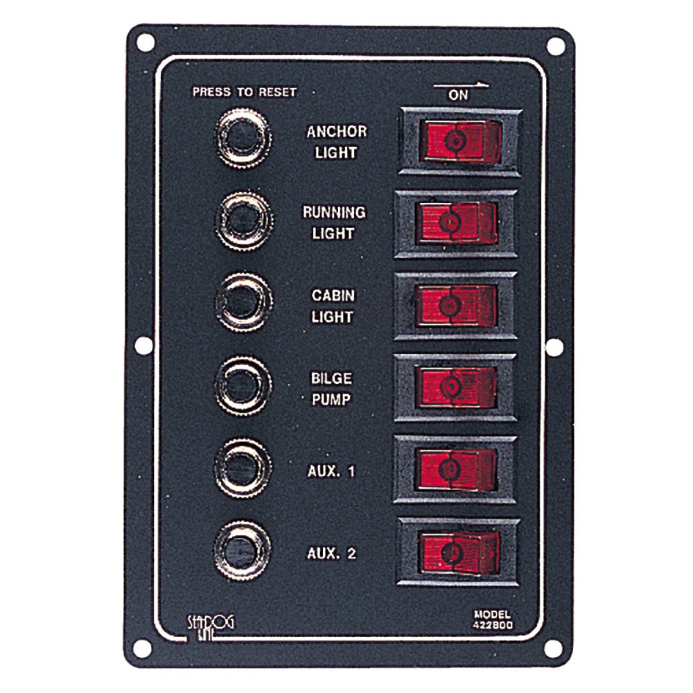 Sea-Dog Aluminum Circuit Breaker Panel - 6 Circuit