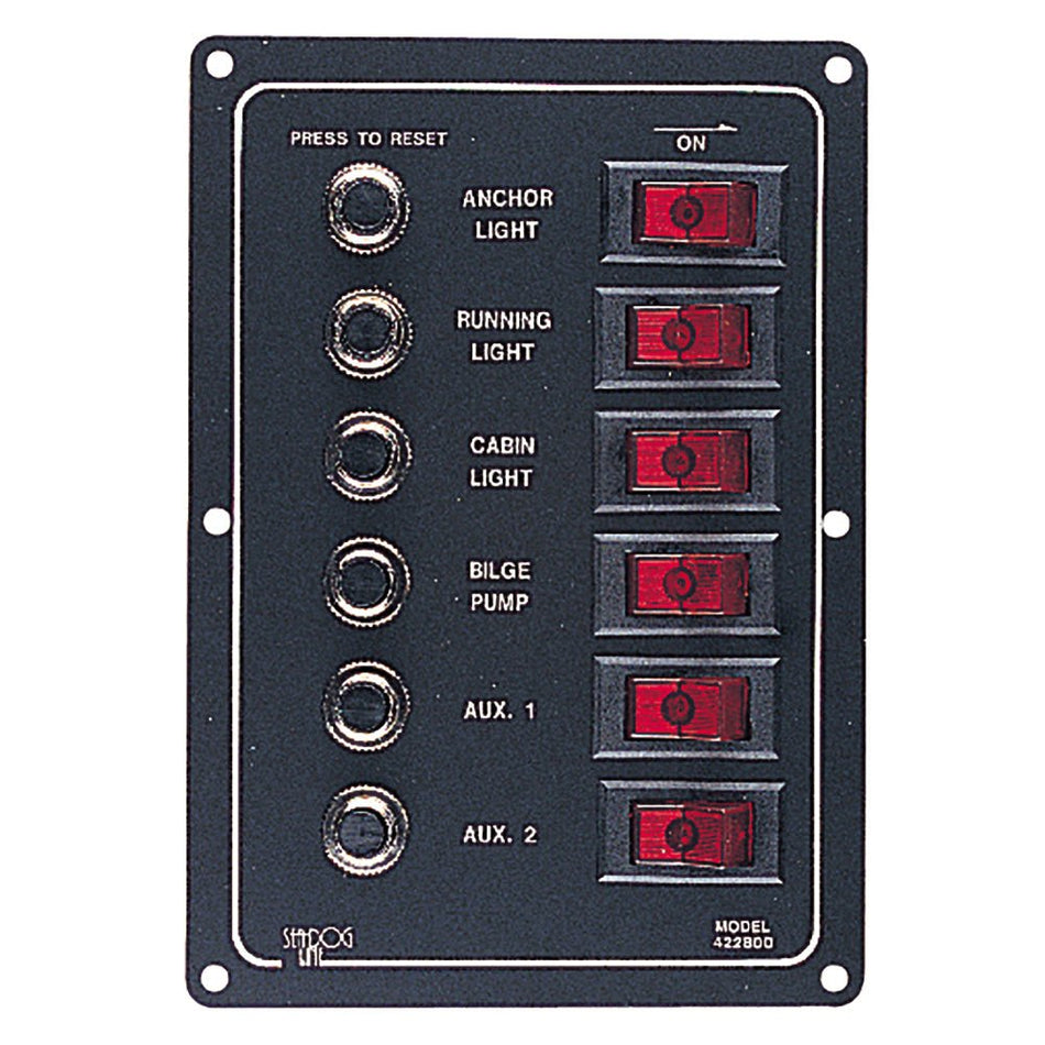 Sea-Dog Aluminum Circuit Breaker Panel - 6 Circuit