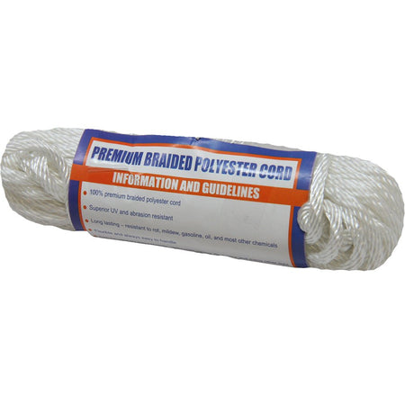 Sea-Dog Solid Braid Polyester Cord Hank - 1/8" x 50&#39; - White