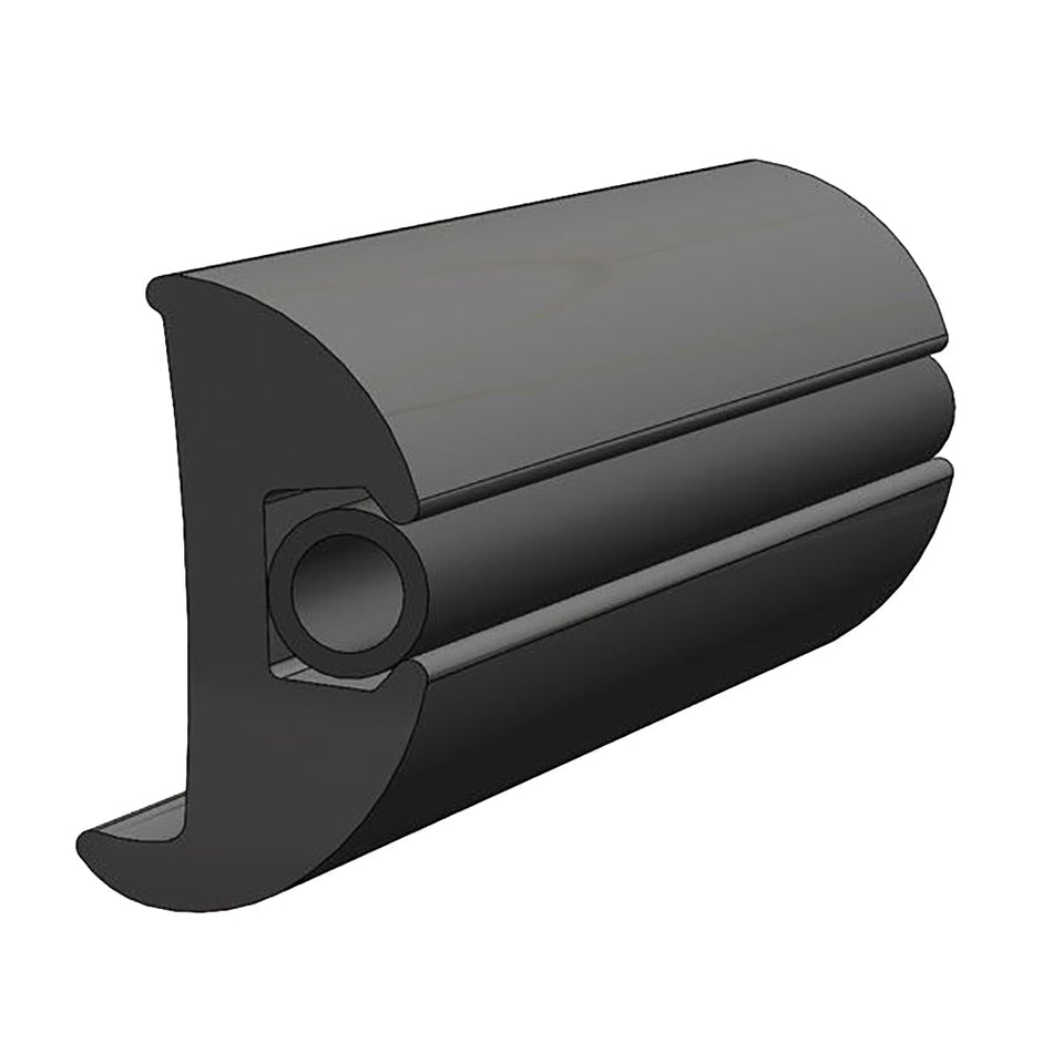 TACO Flexible Vinyl Black Rub Rail 1-1/16" x 1-7/8" 50' - V11-2423BKA50-1