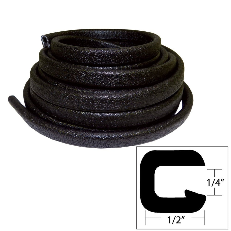 TACO Flexible Vinyl Trim - ¼" Opening x ½"W x 25'L - Black - V30-1008B25-1