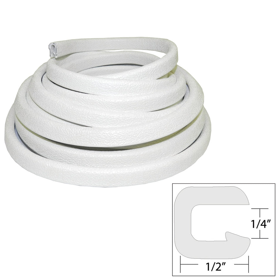 TACO Flexible Vinyl Trim - ¼" Opening x ½"W x 25'L - White - V30-1008W25-1