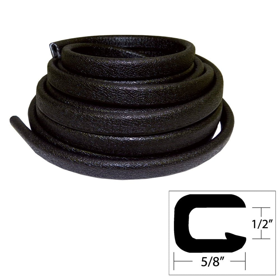 TACO Flexible Vinyl Trim - ½" Opening x ⅝"W x 25'L - Black - V30-1316B25-1