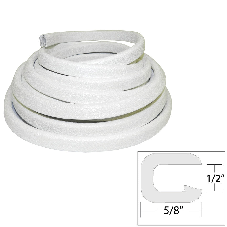 TACO Flexible Vinyl Trim - ½" Opening x ⅝"W x 25'L - White - V30-1316W25-1