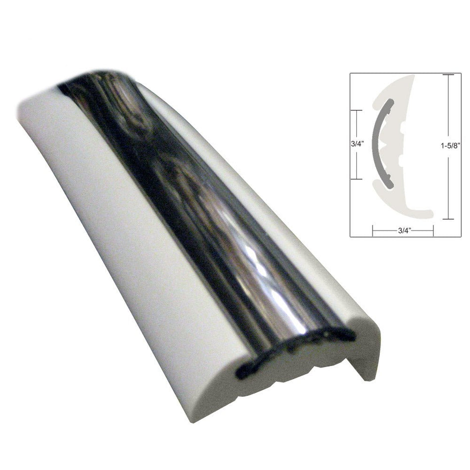 TACO Semi-Rigid Rub Rail Kit - White w/Flex Chrome Insert - 70' - V11-9811WCM70-2