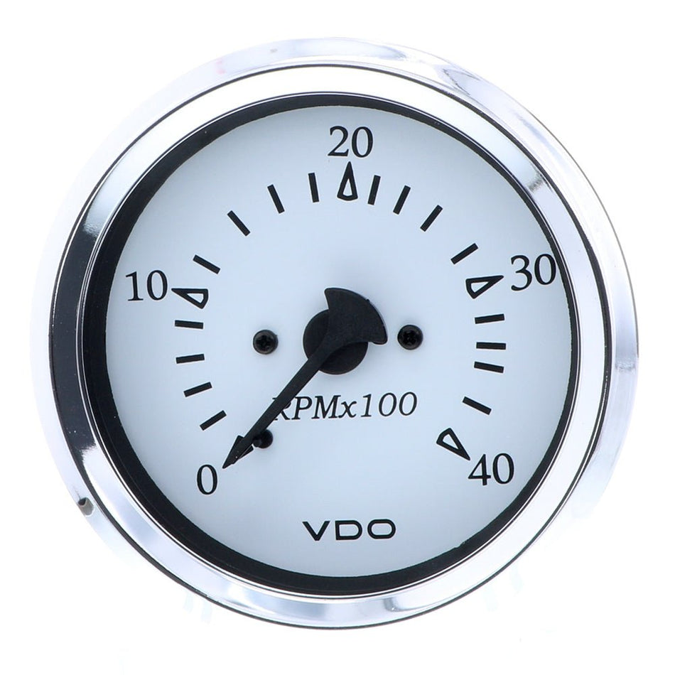 VDO Cockpit Marine 85MM (3-3/8") Diesel Tachometer - 4000 RPM - White Dial/Chrome Bezel