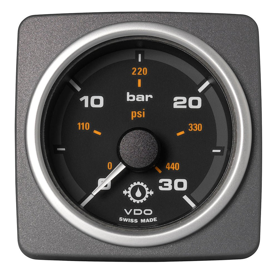 Veratron 52 MM (2-1/16") AcquaLink Transmission Oil Pressure 30 Bar/440 PSI - Black Dial &amp; Bezel