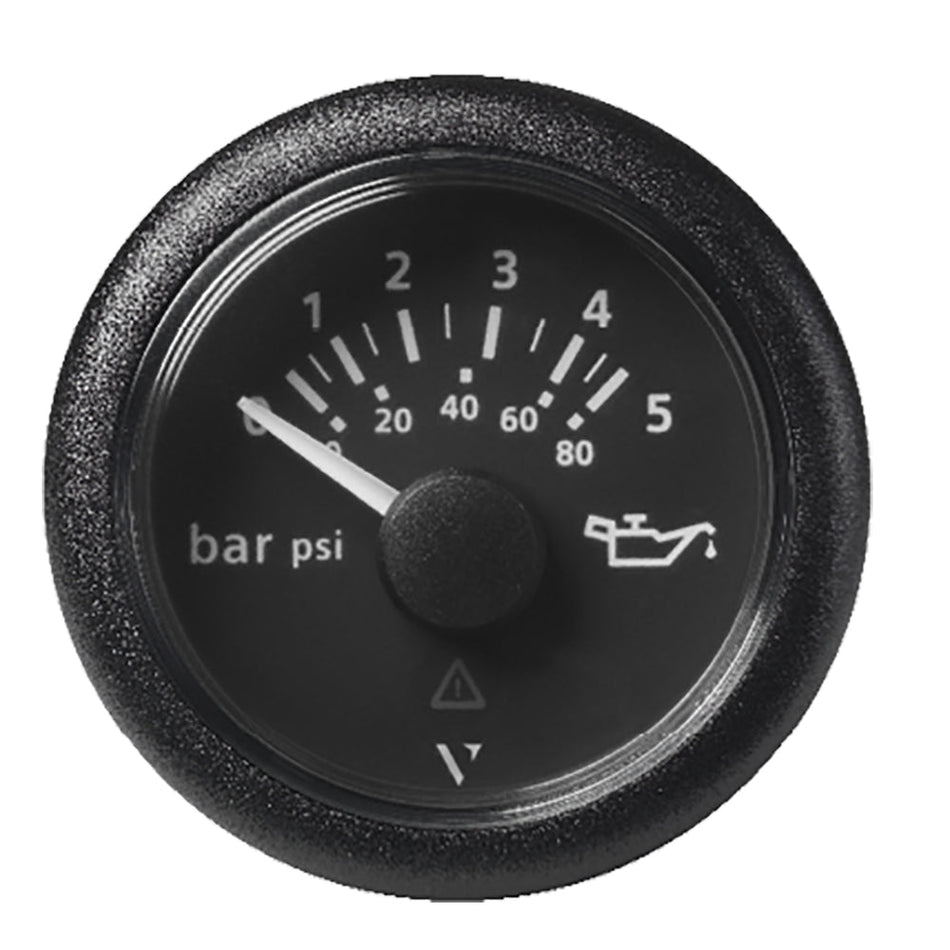 Veratron 52 MM (2-1/16") ViewLine Oil Pressure Gauge 5 Bar/80 PSI - Black Dial &amp; Round Bezel