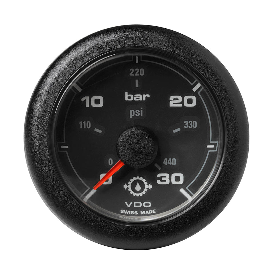 Veratron 52MM (2-1/16") OceanLink Transmission Oil Pressure Gauge - 30 Bar/440 PSI - Black Dial &amp; Bezel