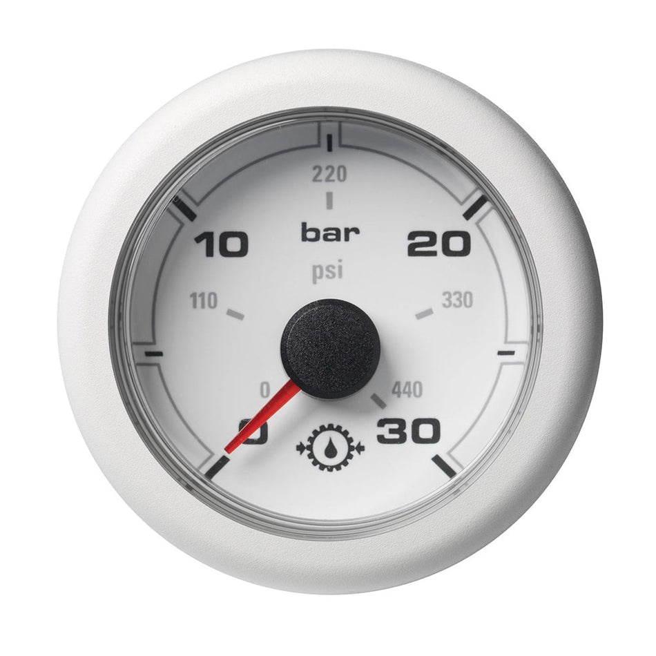 Veratron 52MM (2-1/16") OceanLink Transmission Oil Pressure Gauge - 30 Bar/440 PSI - White Dial &amp; Bezel