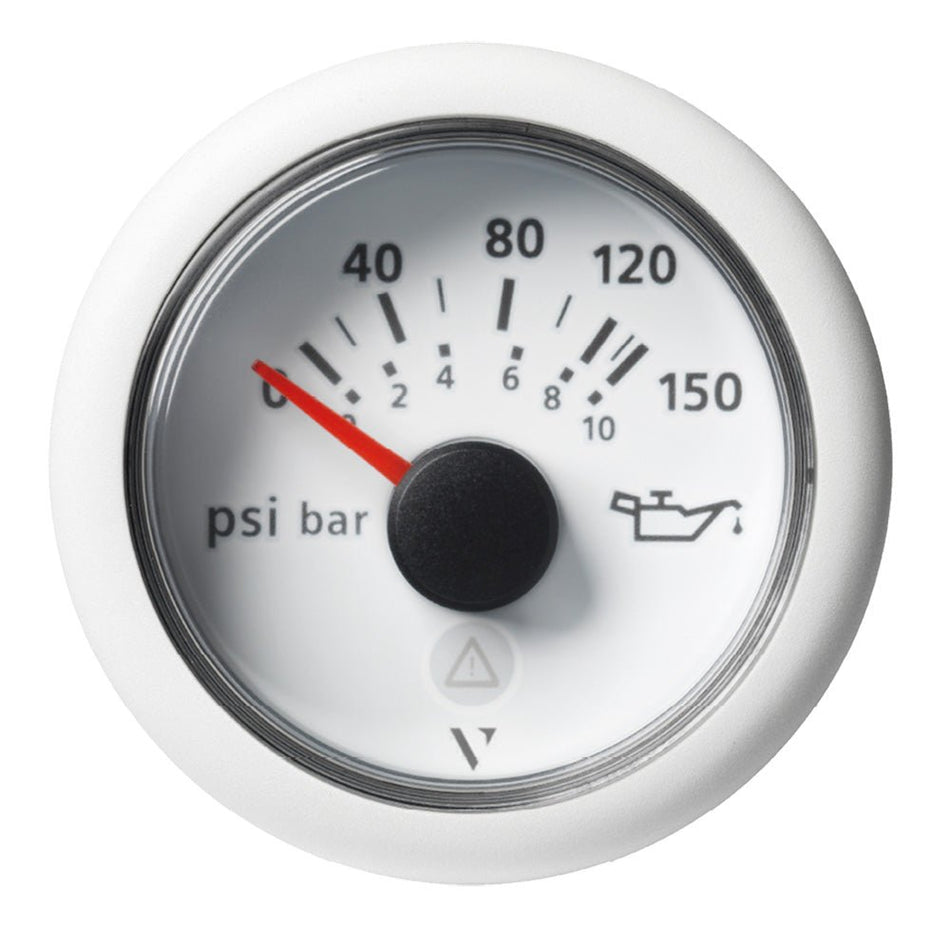 Veratron 52mm (2-1/16") ViewLine Engine Oil Temperature Pressure Gauge - 150 PSI - White Dial &amp; Bezel