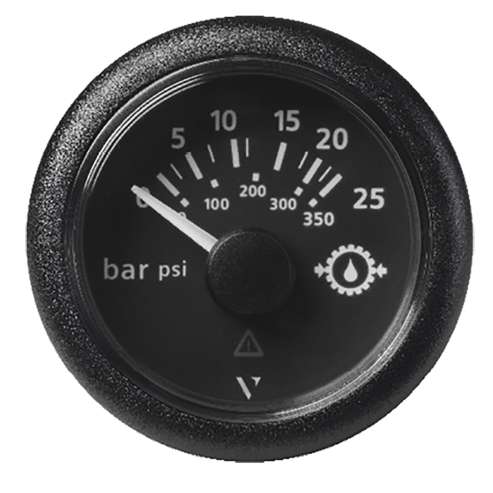 Veratron 52MM (2-1/16") ViewLine Transmission Oil Pressure 25 Bar/350 PSI - Black Dial &amp; Round Bezel