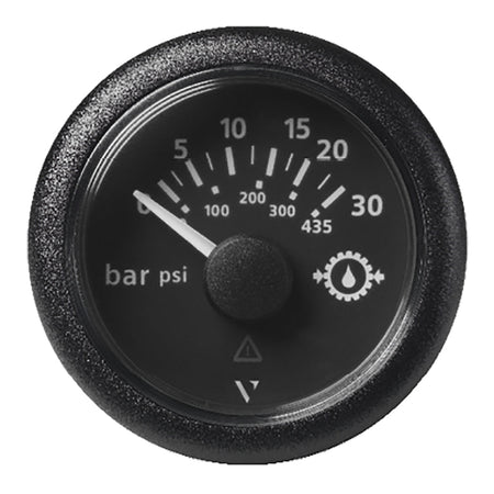 Veratron 52MM (2-1/16") ViewLine Transmission Oil Pressure 30 Bar/435 PSI - Black Dial &amp; Round Bezel