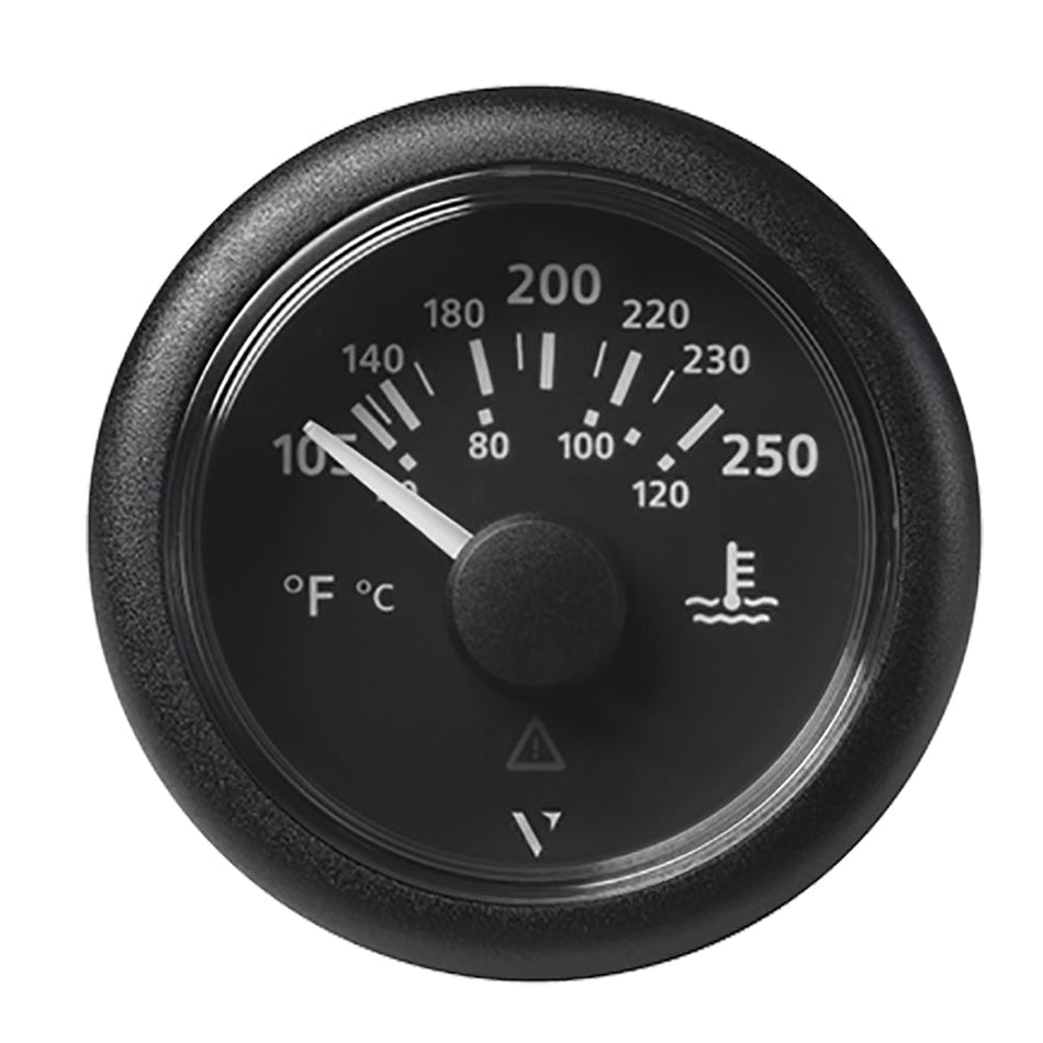 Veratron 52MM (2-1/16") ViewLine Water Temperature Gauge - 100-250&deg;F - Black Dial &amp; Bezel