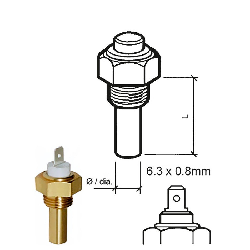 Veratron Coolant Temperature Sensor - 40&deg;C to 120&deg;C - M14 x 1.5 Thread