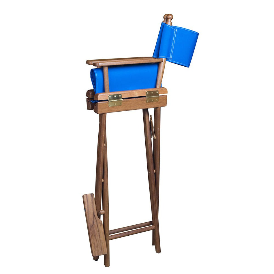 Whitecap Captain&#39;s Chair w/Blue Seat Covers - Teak