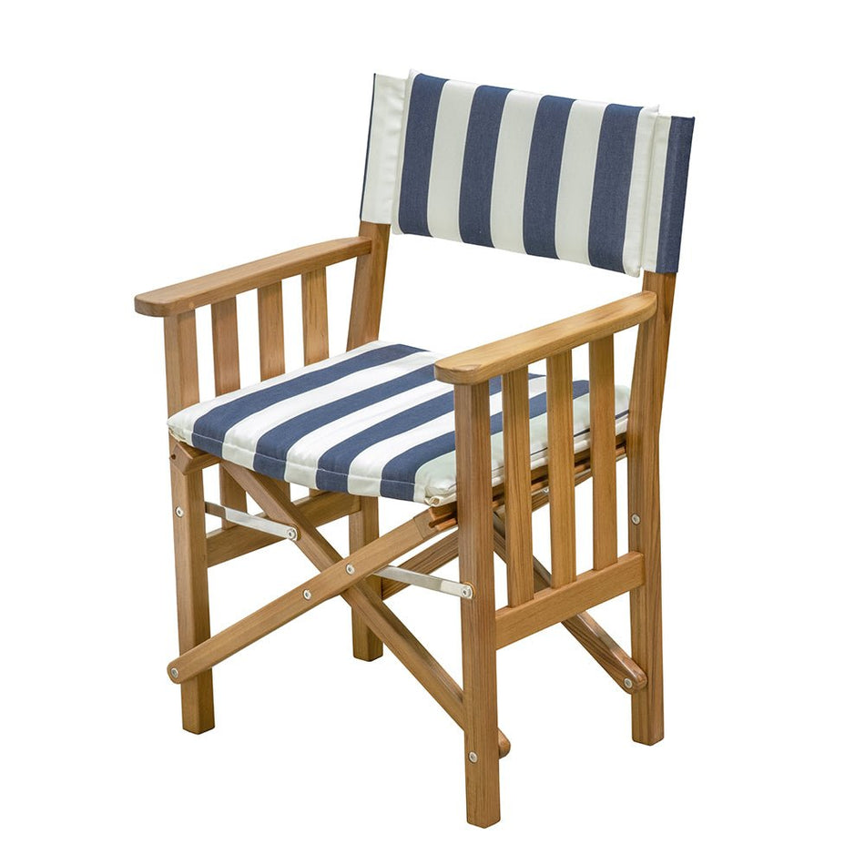 Whitecap Director&#39;s Chair II w/Navy &amp; White Cushion - Teak